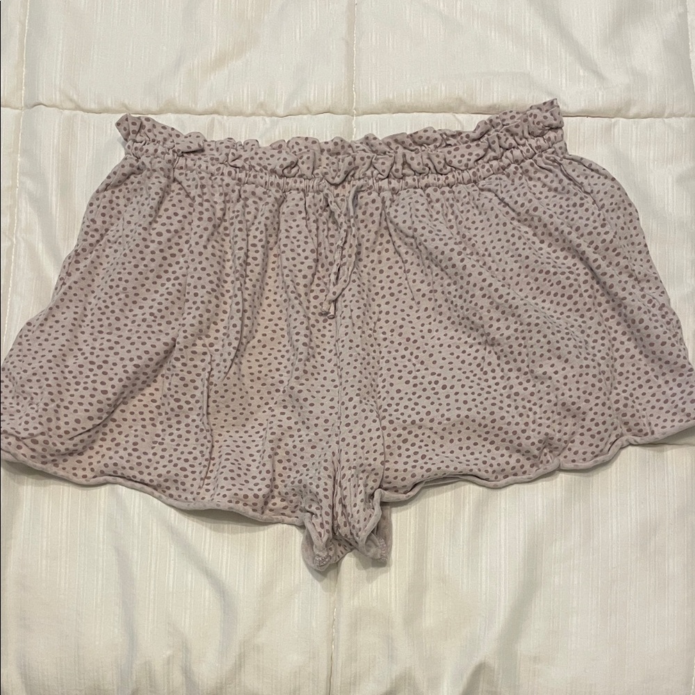 Aerie Ruffled Polka Dot Pajama Shorts - Gray